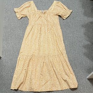Madewell Yellow Floral Bell Sleeve Dress